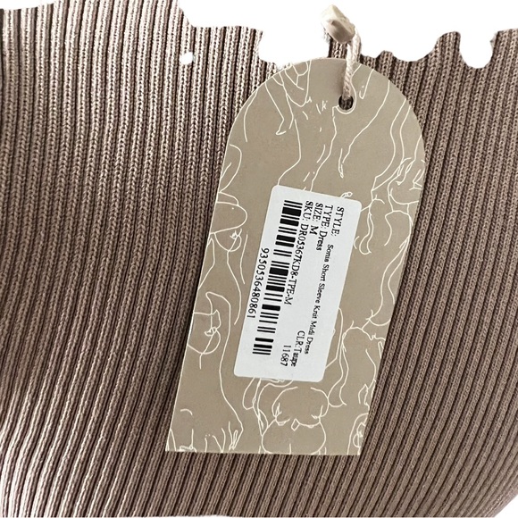 ew Sonia Taupe color short sleeve knit midi dress size M - Picture 4 of 5